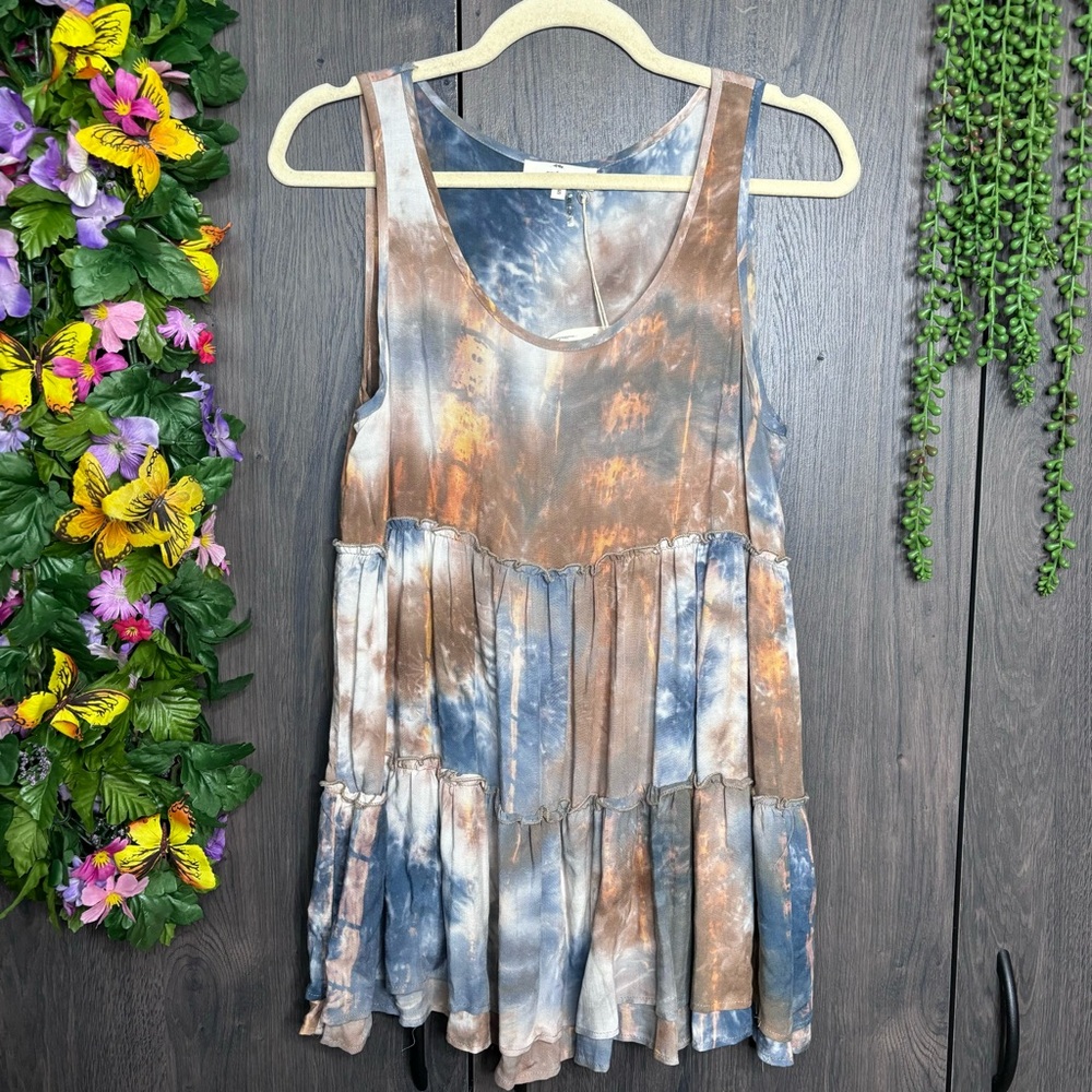 .!💙2/$40💙NWOT Entro Sleeveless Tie Dye Printed Tunic Boho Blouse Size Small